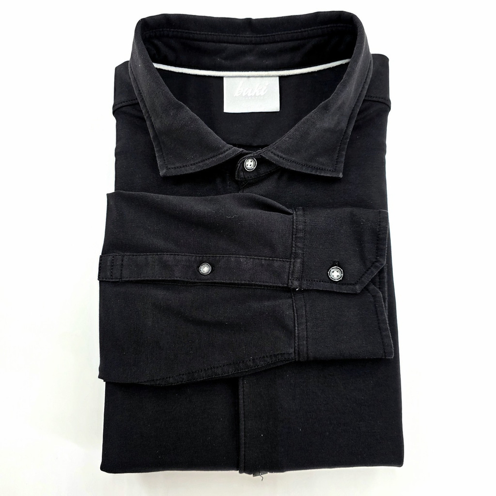 Quiet Luxury Buki Collection Knit Shirt Mens Large Black Supima Stretch - Picture 3 of 13
